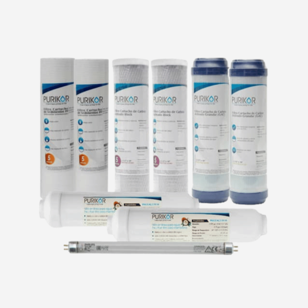 Kit de mantenimiento de 12 meses para equipos de purificación Purikor de 6 etapas